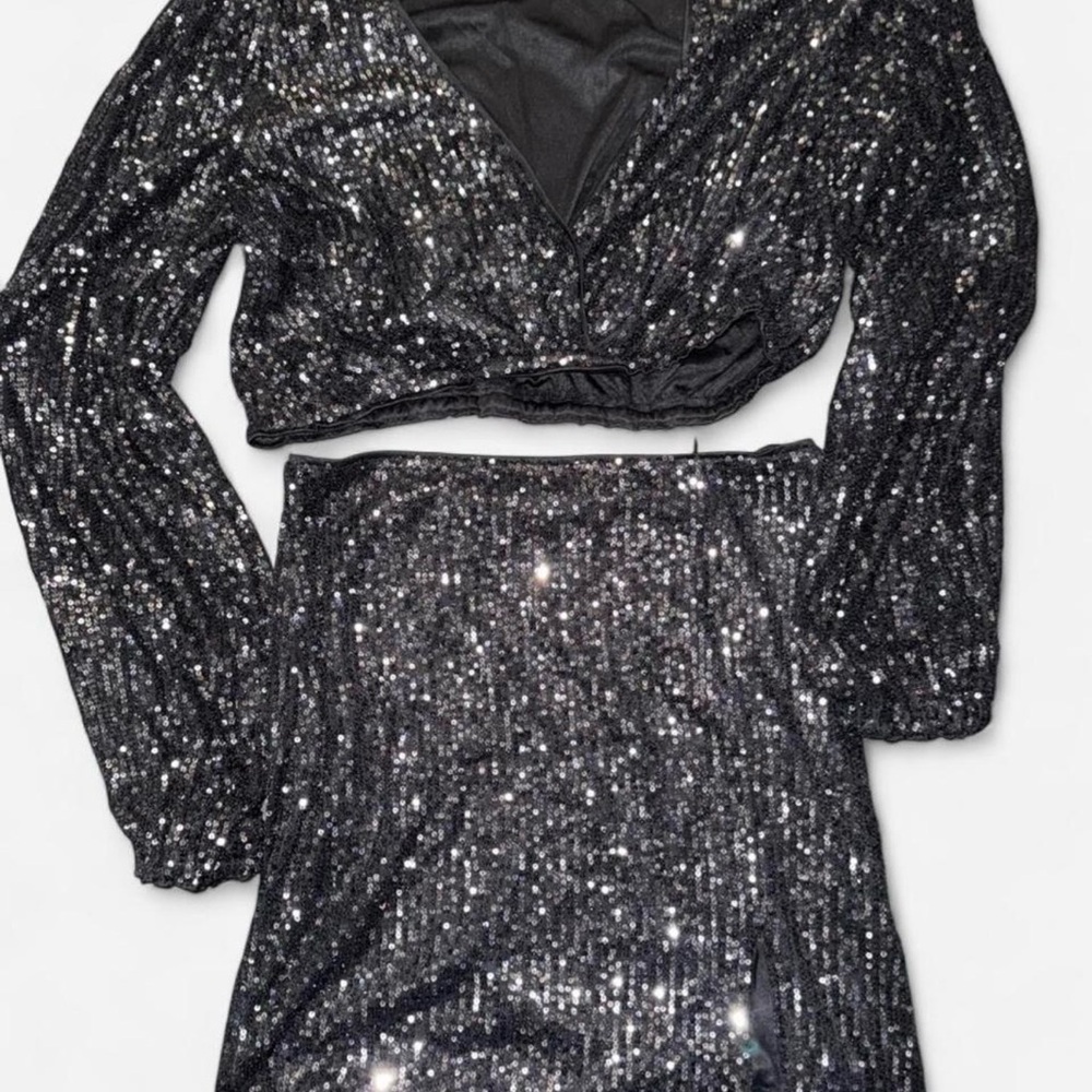 Lulu's Black Sequin Mini Skirt
